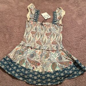 NWT THML Smocked Top w Embroidery in XS.